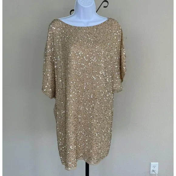 Aidan Mattox | Dresses | Aidan Mattox Sequin Cold Shoulder Shift Dress Size  4 | Poshmark